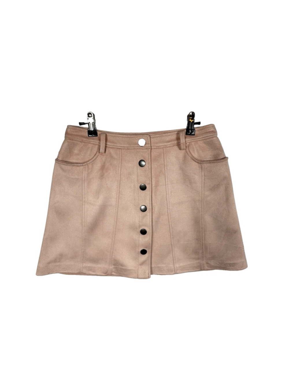 Zara Mini Skirt Button Up Light Pink Suede Women's Size Medium